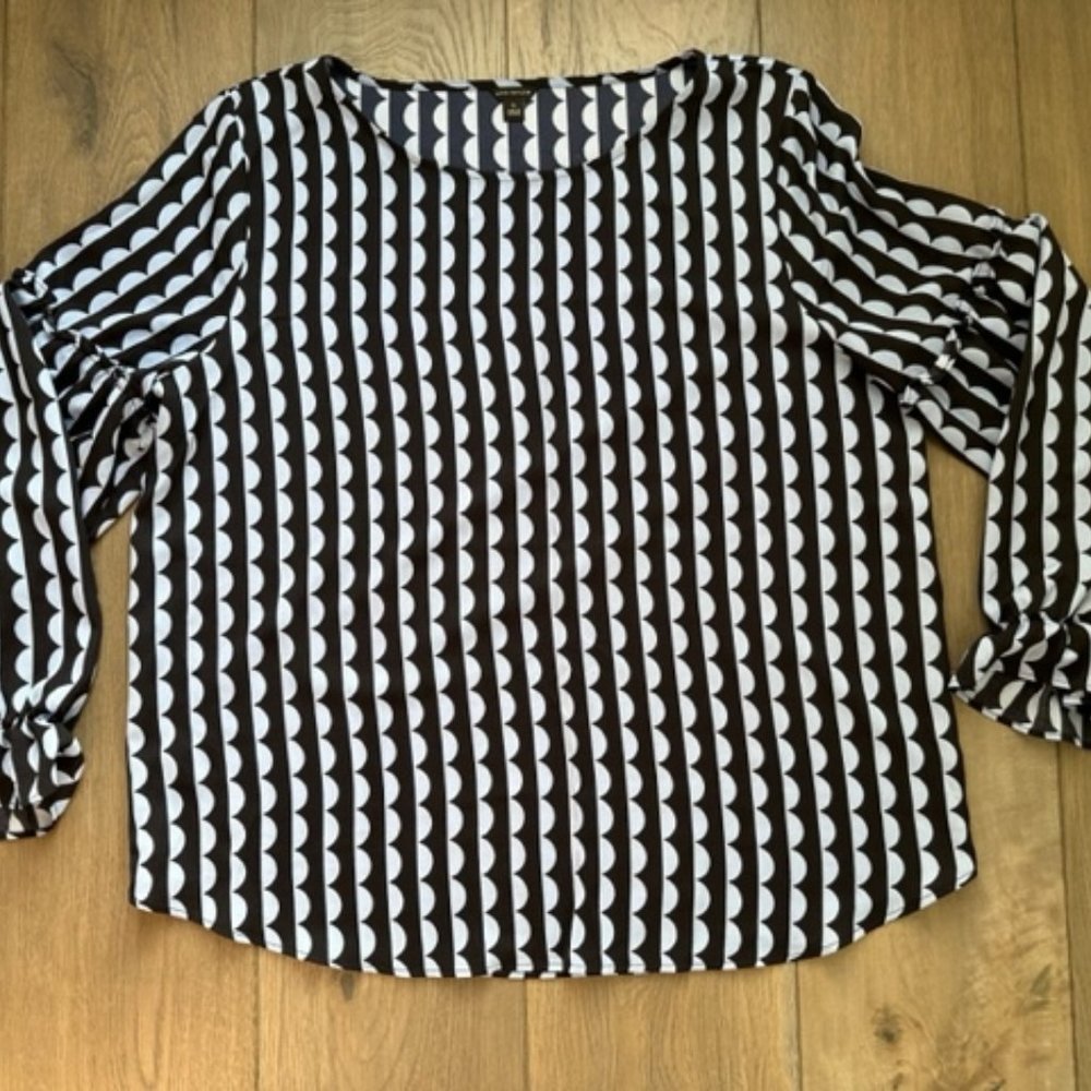ANN TAYLOR WOMENS LONG SLEEVE DECORATIVE BLOUSE TOP